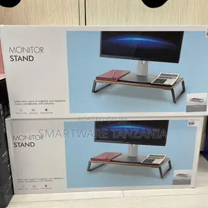 Monitor Stand Riser Wood Desktop Organizer With Aluminum Feet