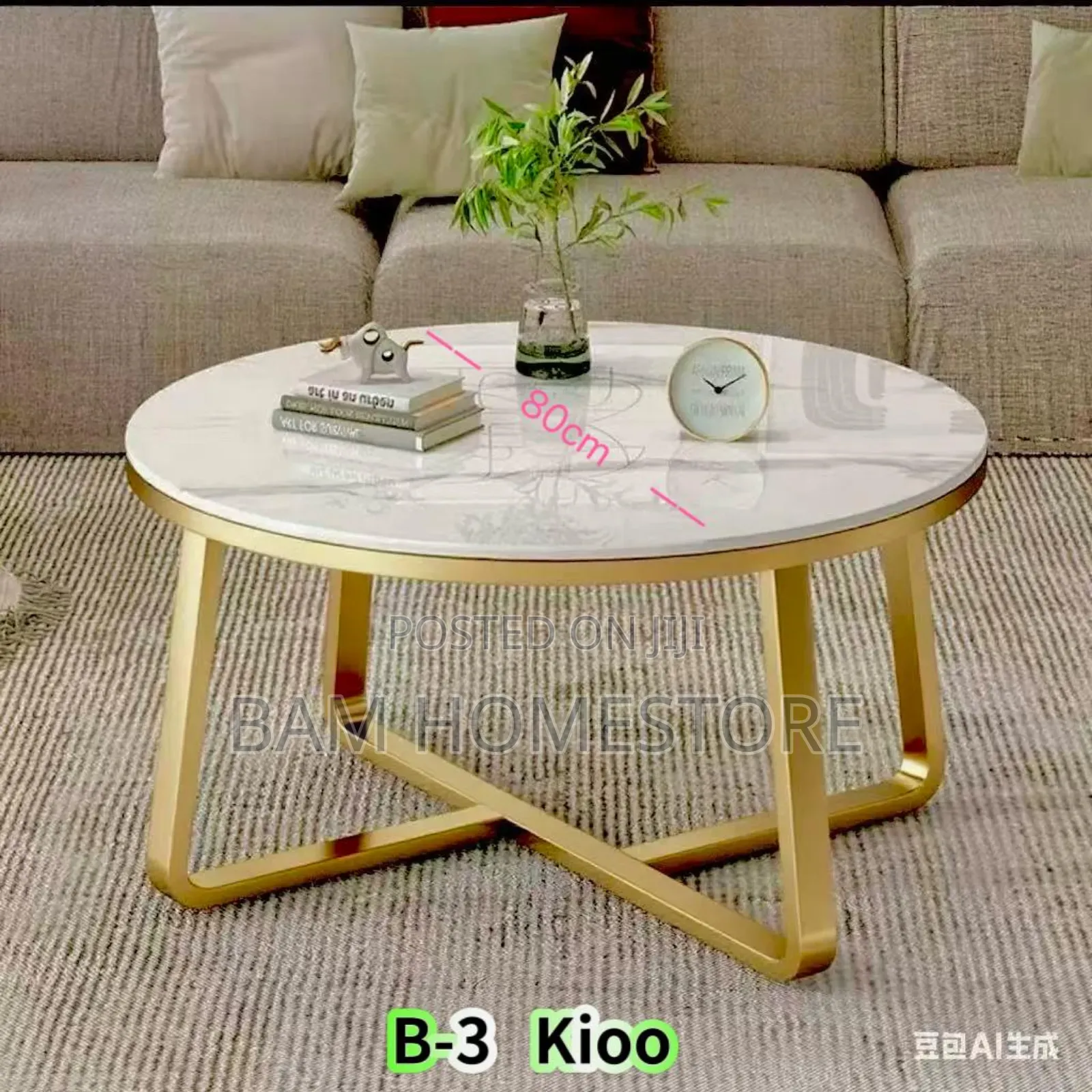 Modern Round Marble-Style Coffee Table | 80cm Diameter |