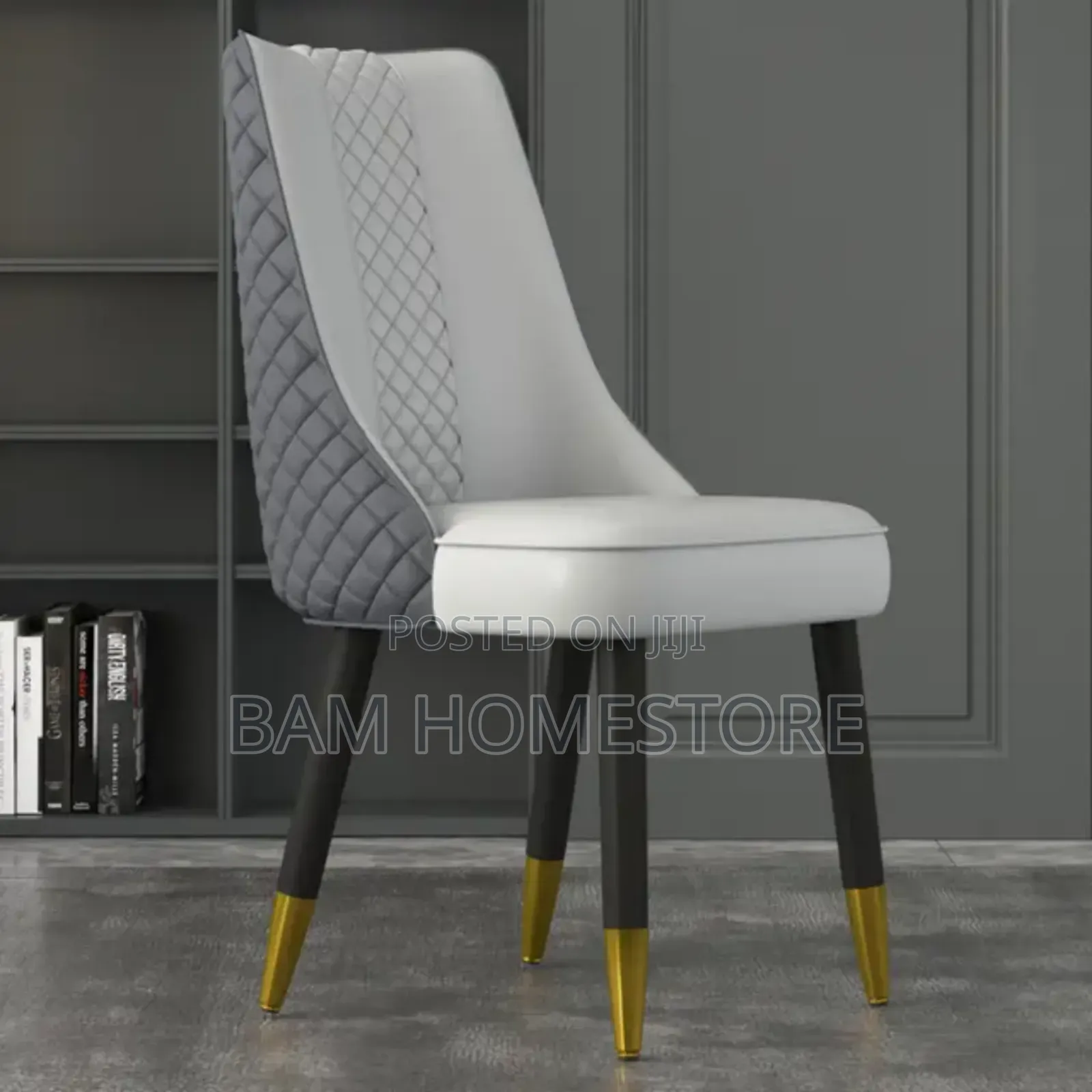 Diamond-Quilted Dining Chairs | Gray White Two-Tone Design