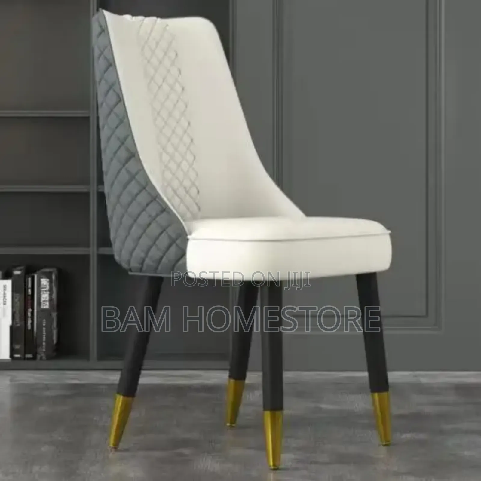 Diamond-Quilted Dining Chairs | Gray White Two-Tone Design