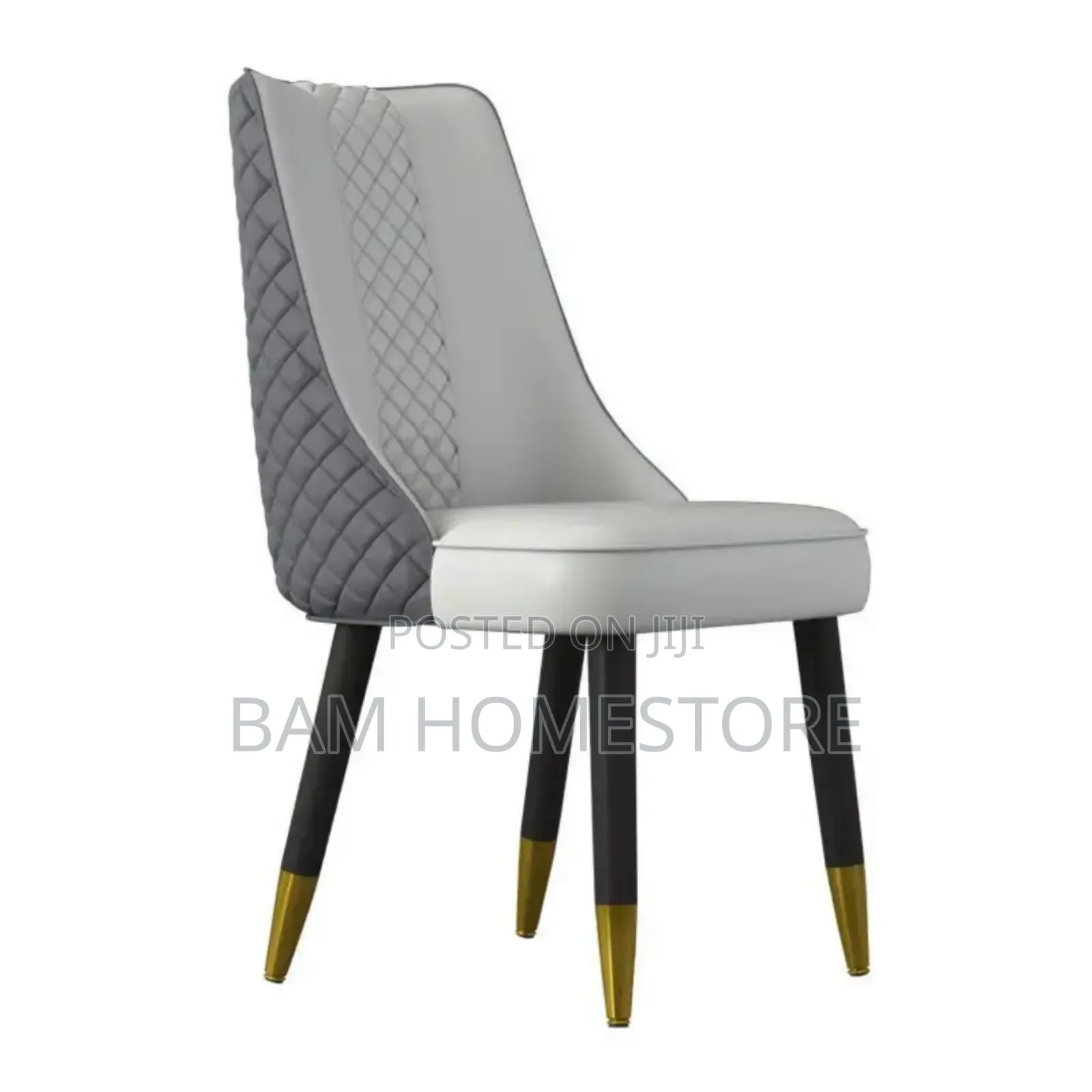 Diamond-Quilted Dining Chairs | Gray White Two-Tone Design