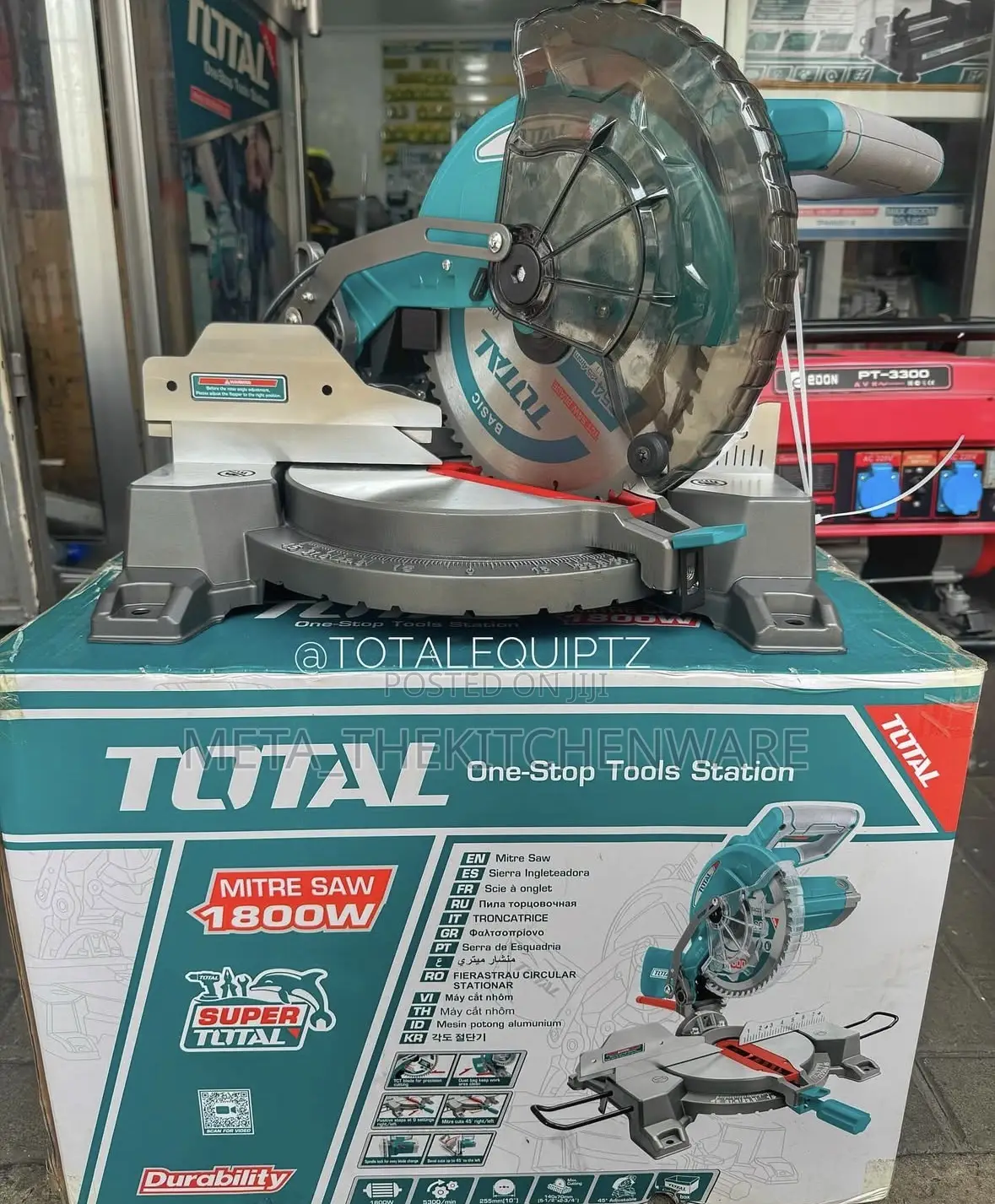 Total Mitre Saw 2400w, 5000rpm, 305mm Blade, Double Belt Transmission