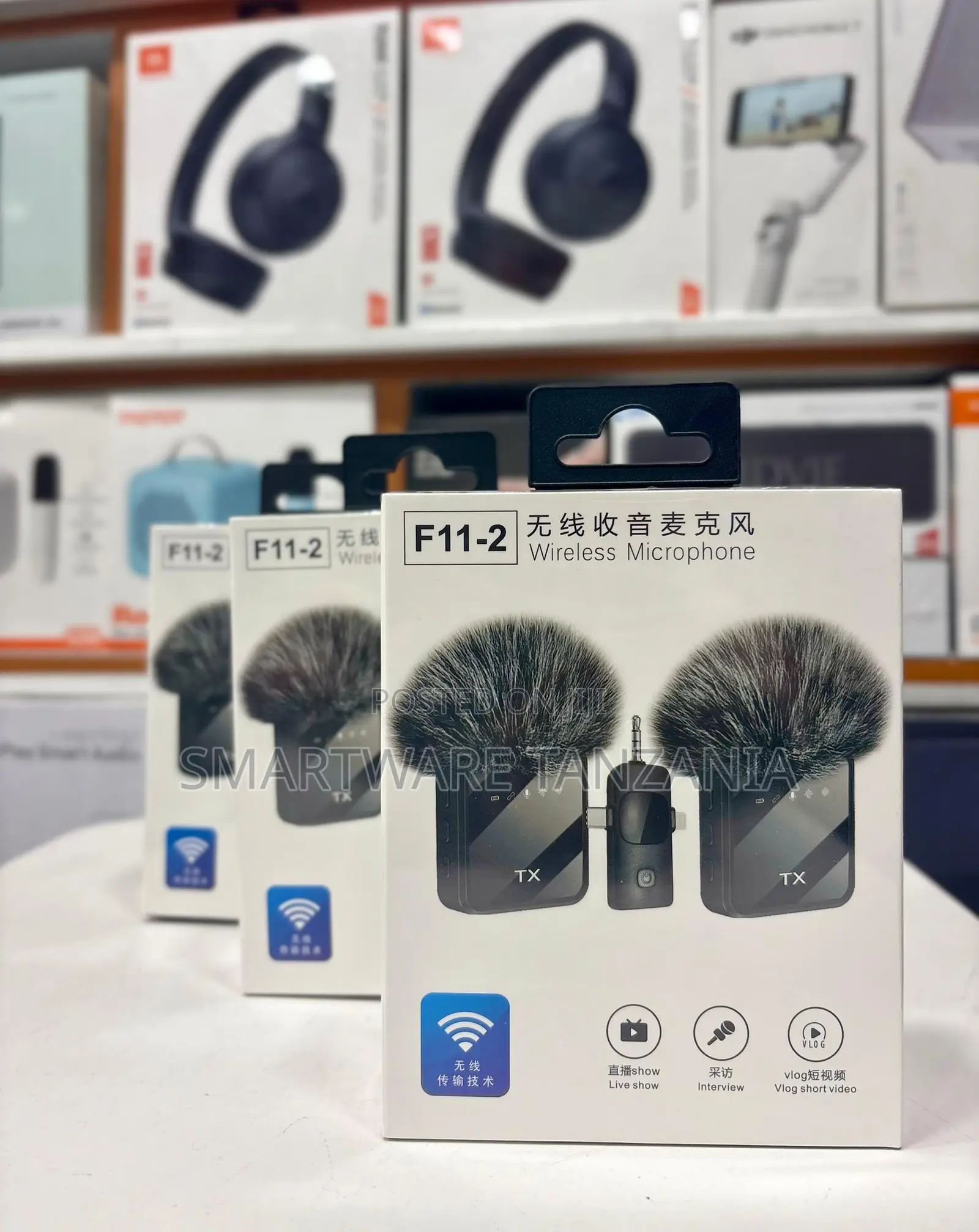 Wireless Lavalier Microphone F11-2 Dual Pack For Vlog Live Stream