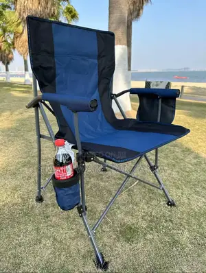 Heavy Duty Folding Camp Chair With Cup Holder Navy Blue Design