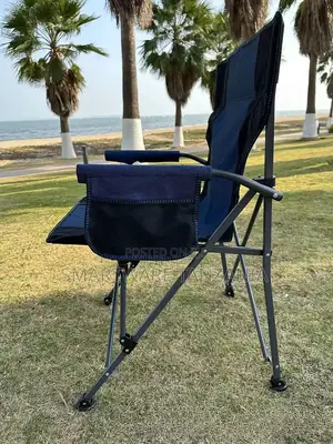 Premium Folding Camp Chair Navy Blue With Back Storage Pocket