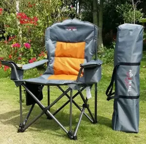 Travel Right Padded Camping Chair Gray Orange With Carry Bag