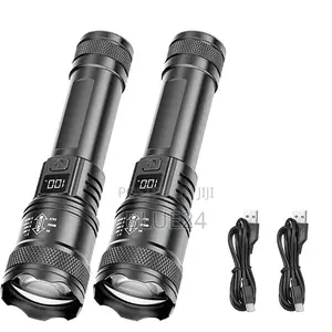 Rechargeable Led Flashlight Zoomable Torch With LCD Display 3 Modes