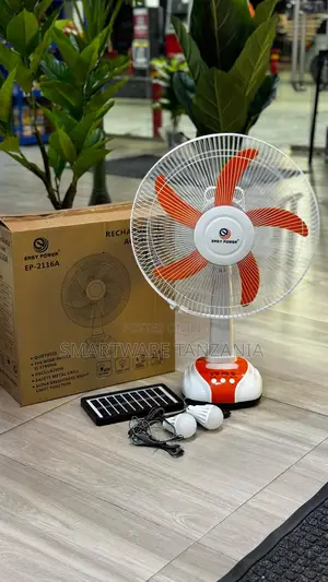 Easy Power Rechargeable Table Fan With Solar And Led Lights