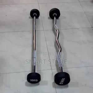 Fixed Rubber Barbell Dumbbell 10kg – Solid Grip Strength Training
