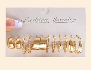 12pcs Elegant Golden Hoop Earrings Set
