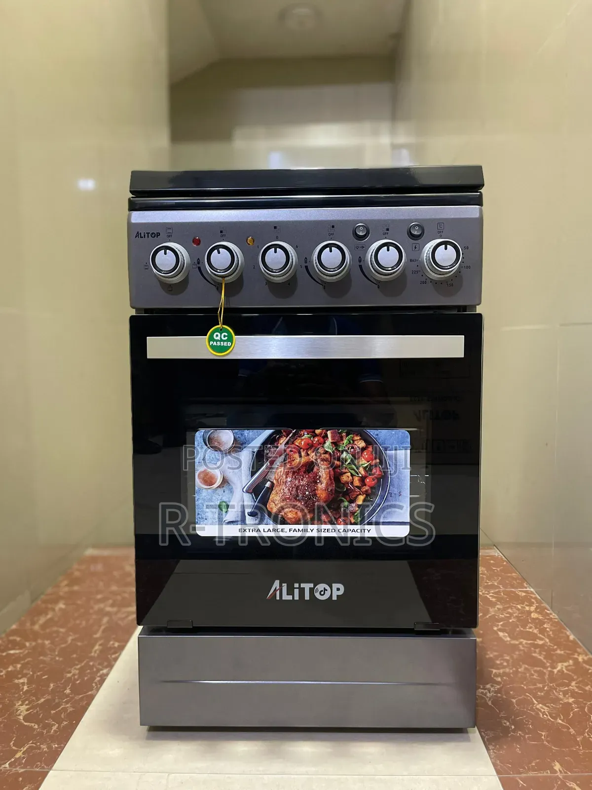 Alitop Standing Cooker 50x50cm, 3 Gas + 1electric Plate, Electric Oven