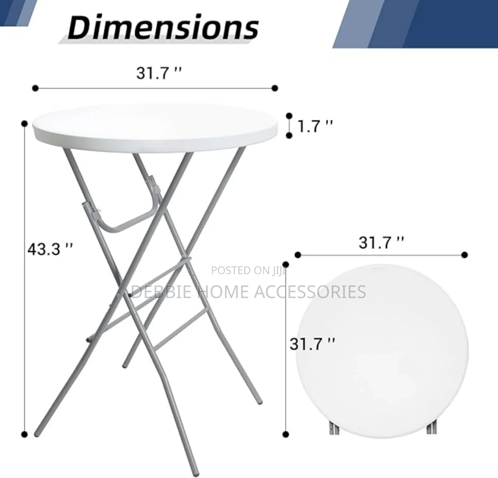 32in Cocktail Table Folding High Top