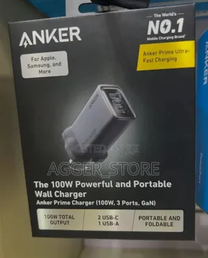 Portable Wall Charger Anker Prime Charger (100w, 3 Ports, Gan)
