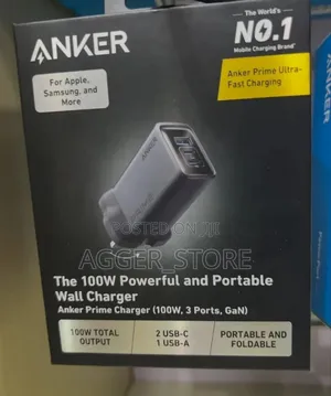 Portable Wall Charger Anker Prime Charger (100w, 3 Ports, Gan)