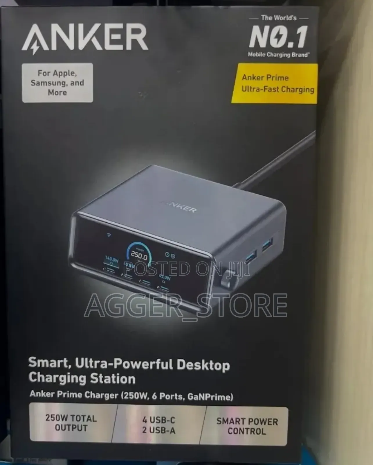 Anker Charger 250w 6 Port Ganprime,Powerful Desktop Charging Station