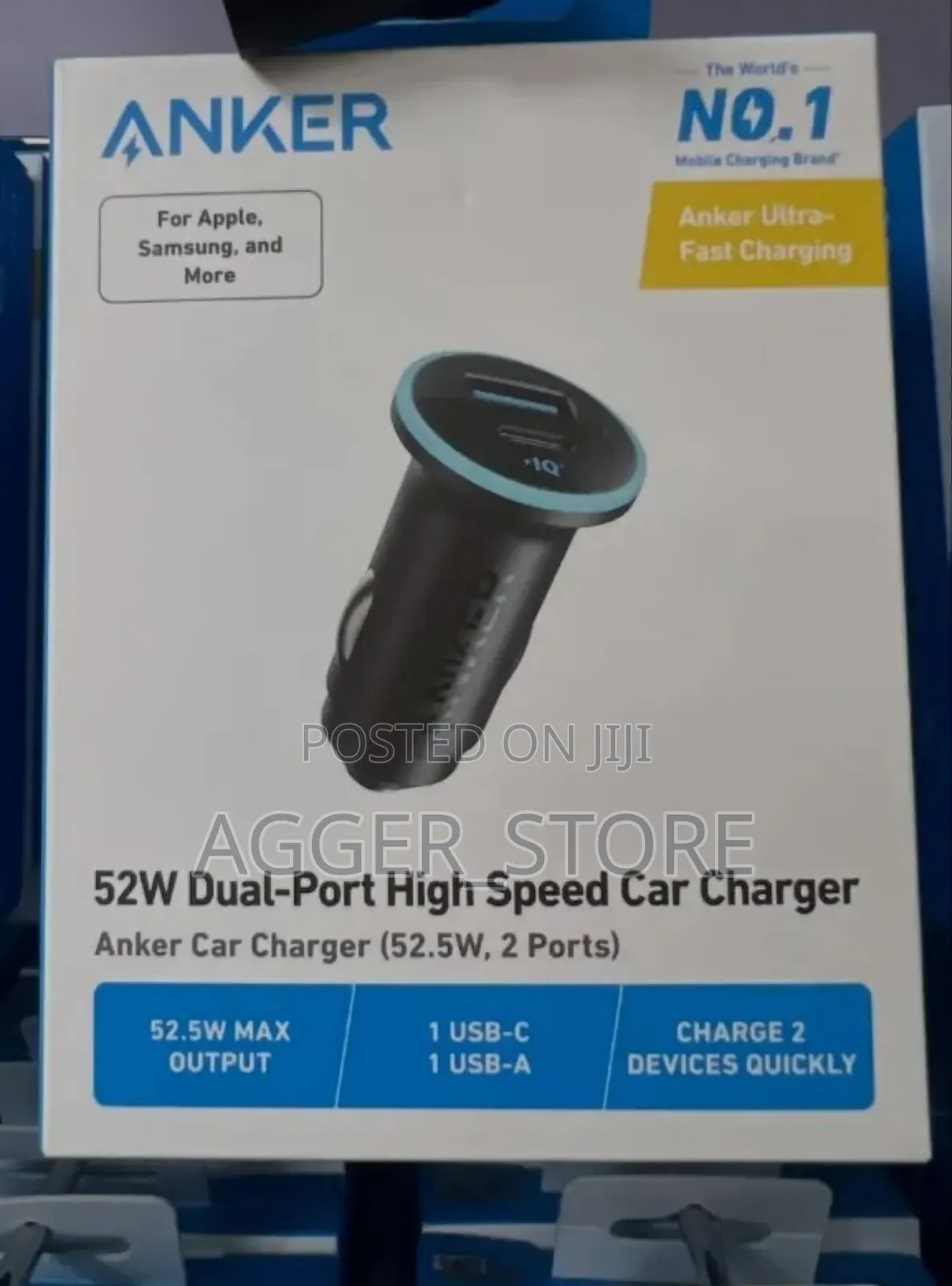 Anker 52w Dual-Port High Speed Car Charger (52.5w, 2 Ports)