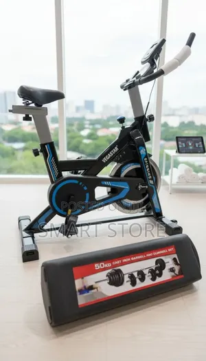 Premium Home Fitness Combo – Spinning Bike + 50kg Weight Set