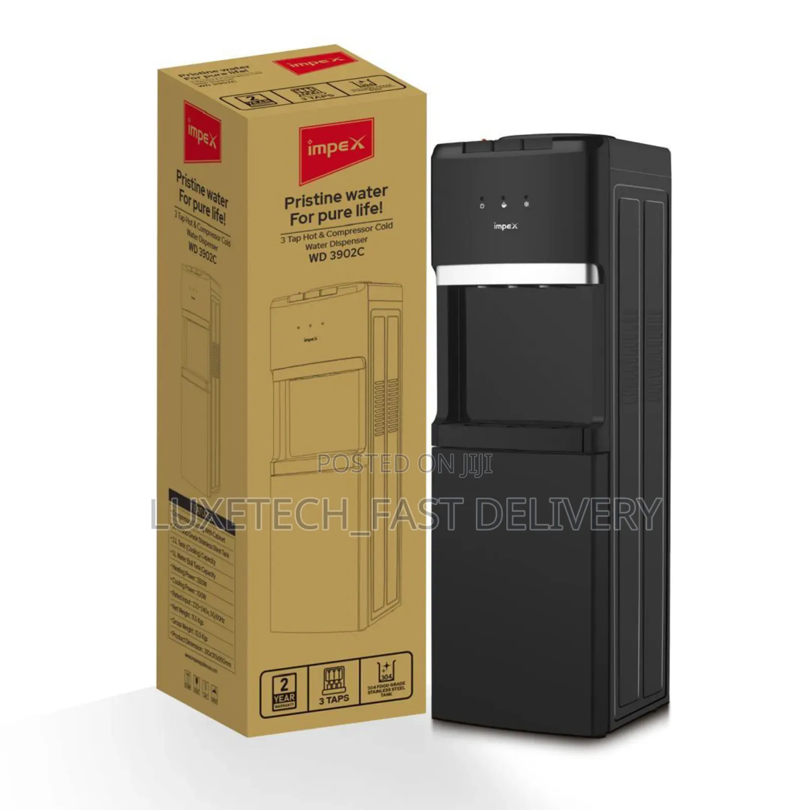 Impex 3 Tap Water Dispenser Hot and Compressor-Cooled Water