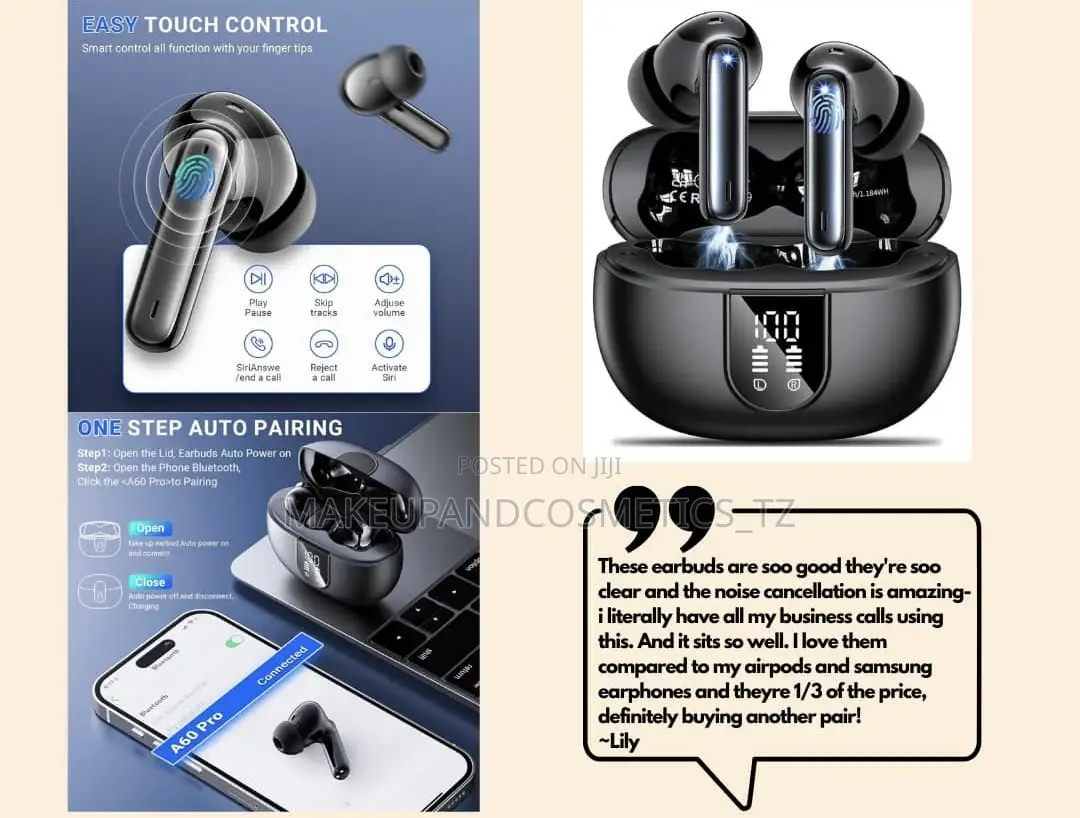 Waterproof Wireless Bluetooth Headphones With Call Noise Cancelling