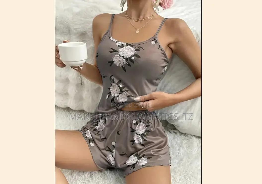 Womens Floral Pj Pyjama Short Set (Size Large)