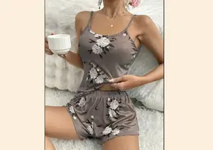 Womens Floral Pj Pyjama Short Set (Size Large)
