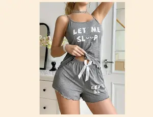 Womens Grey Pj Pyjama Short Set (Size Small)
