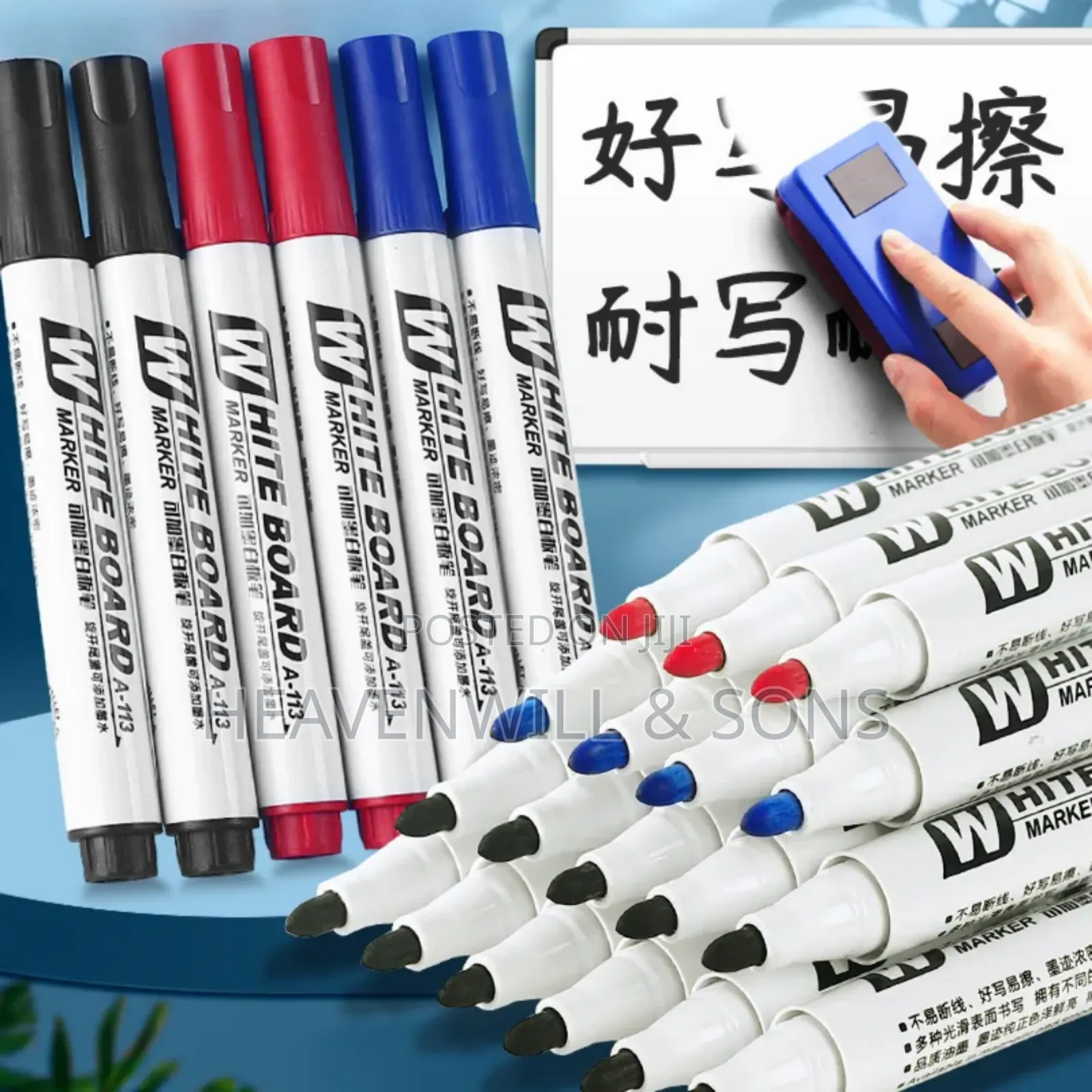 Whiteboard Marker Pens 10 PCS/Box Red, Blue, Black - Premium Quality