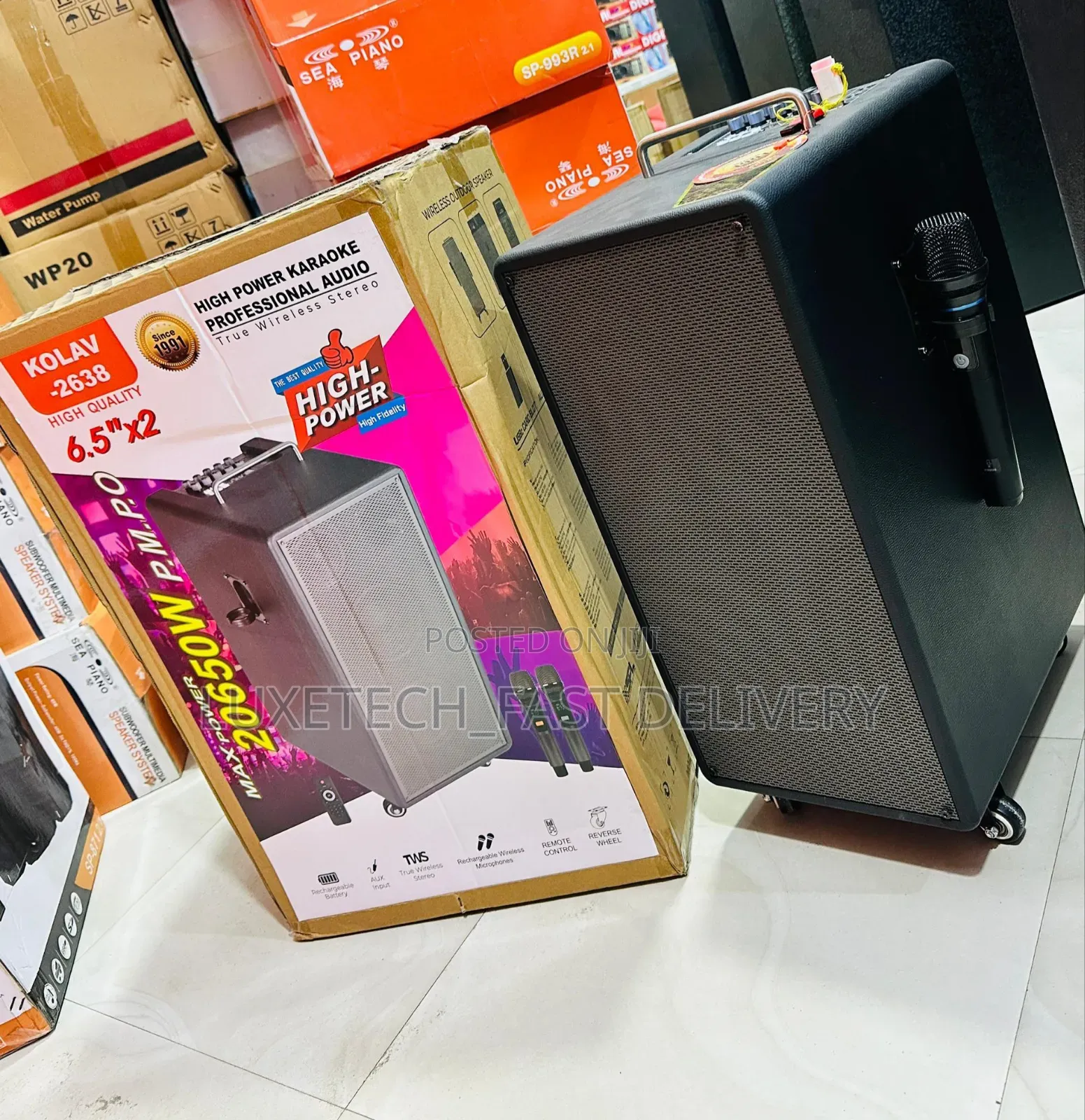 Kolav High-Power Karaoke Speaker System With 2 Mics