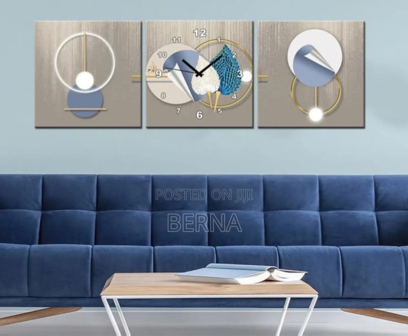 Modern 3-Piece Wall Art Clock Set