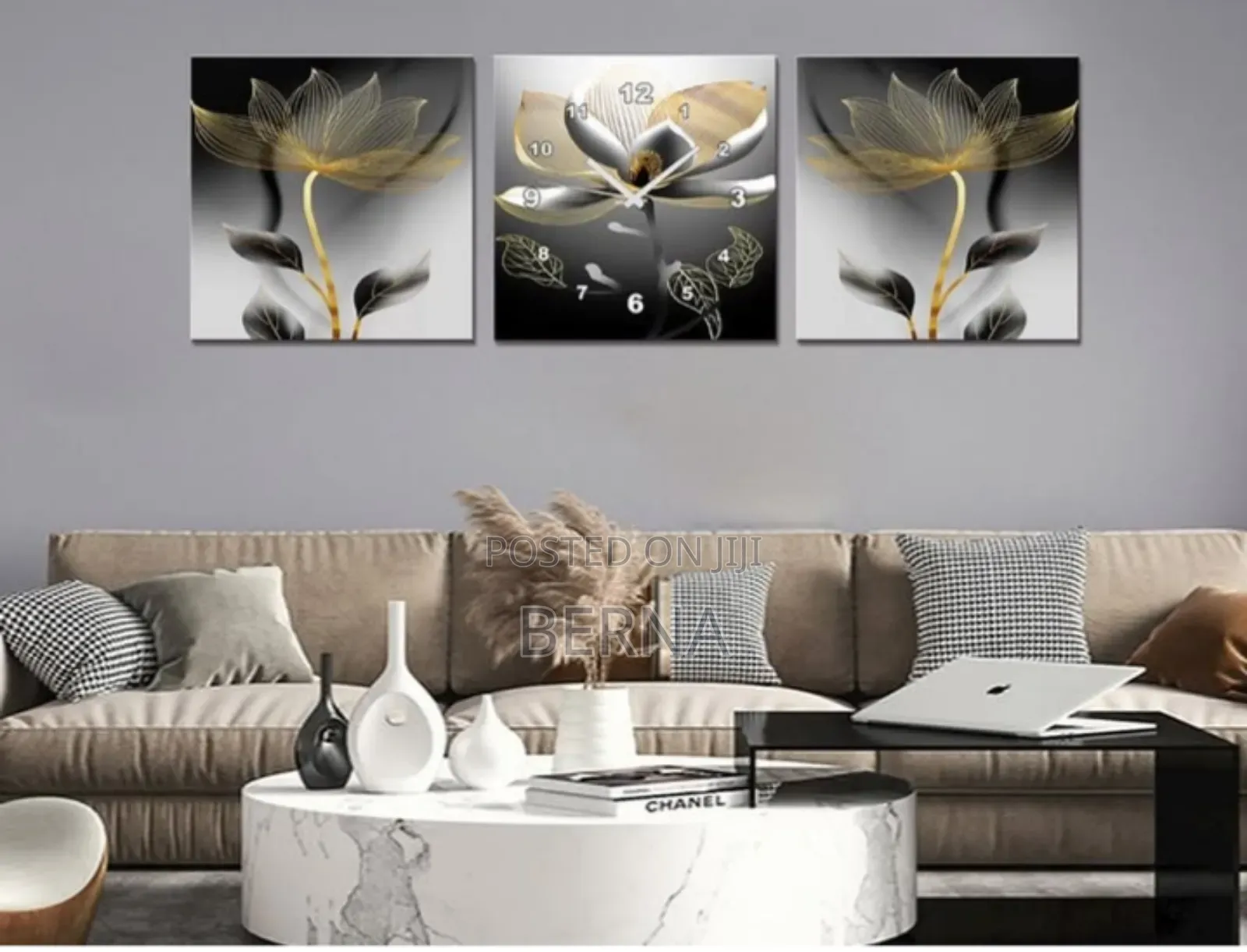 Modern 3-Piece Wall Art Clock Set