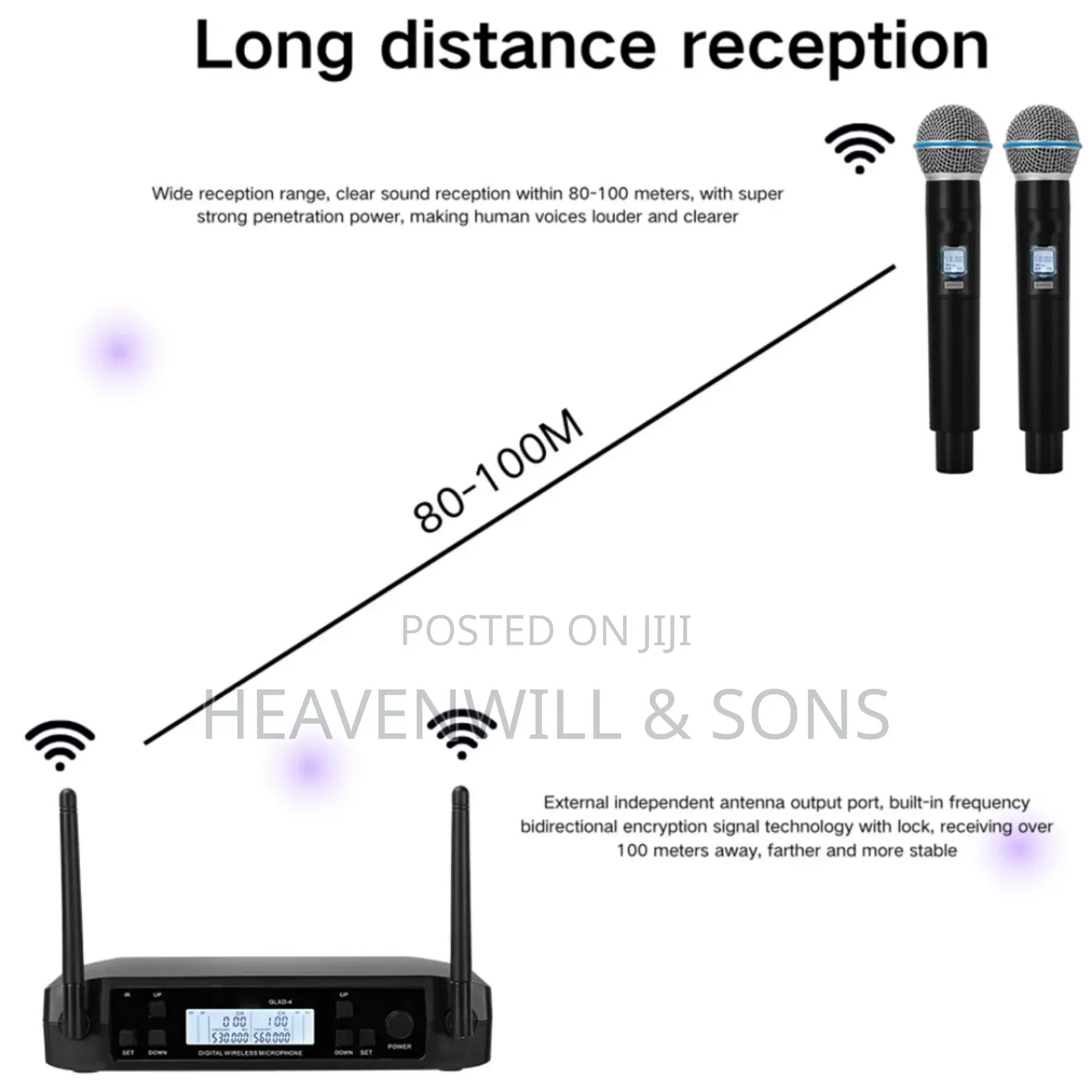 Glxd4 Rechargeable Wireless Microphone 80–100m Dual Channel