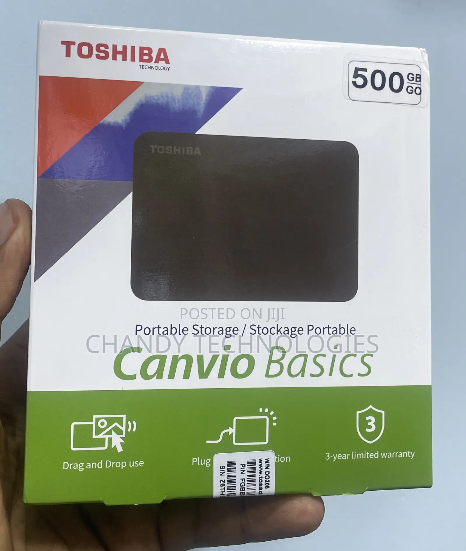Toshiba Canvio Basics 500 Gb Portable External Hard Drive.