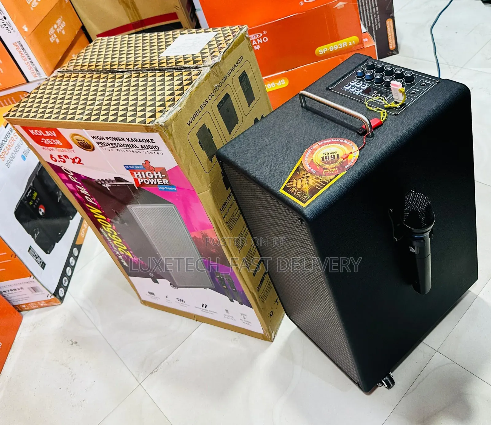 Kolav High-Power Karaoke Speaker System With 2 Mics