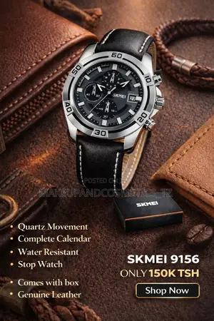Skmei Men's Water Resistant Chronograph Genuine Leather Watc
