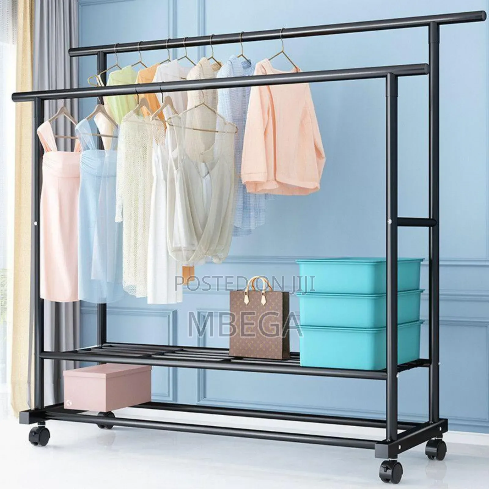 *#2-Tier Double Pole Clothes Organizer* 65 Kg
Dimension:109*158cm