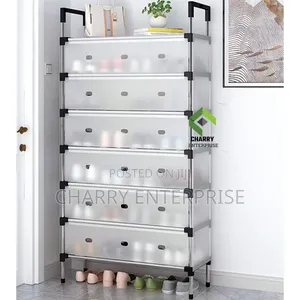 Multi Layer Dustproof Shoe Rack With Translucent Doors Space Saving