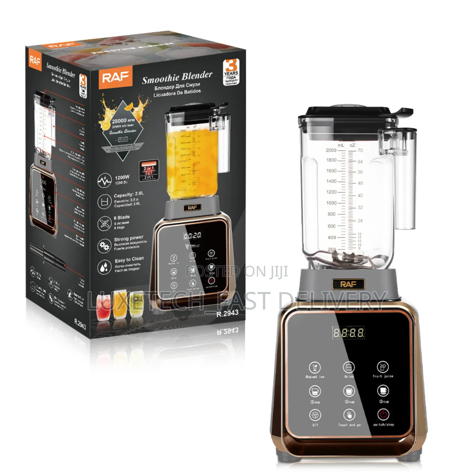 Raf R.2943 Digital Electric Smoothie Blender 2 Litres