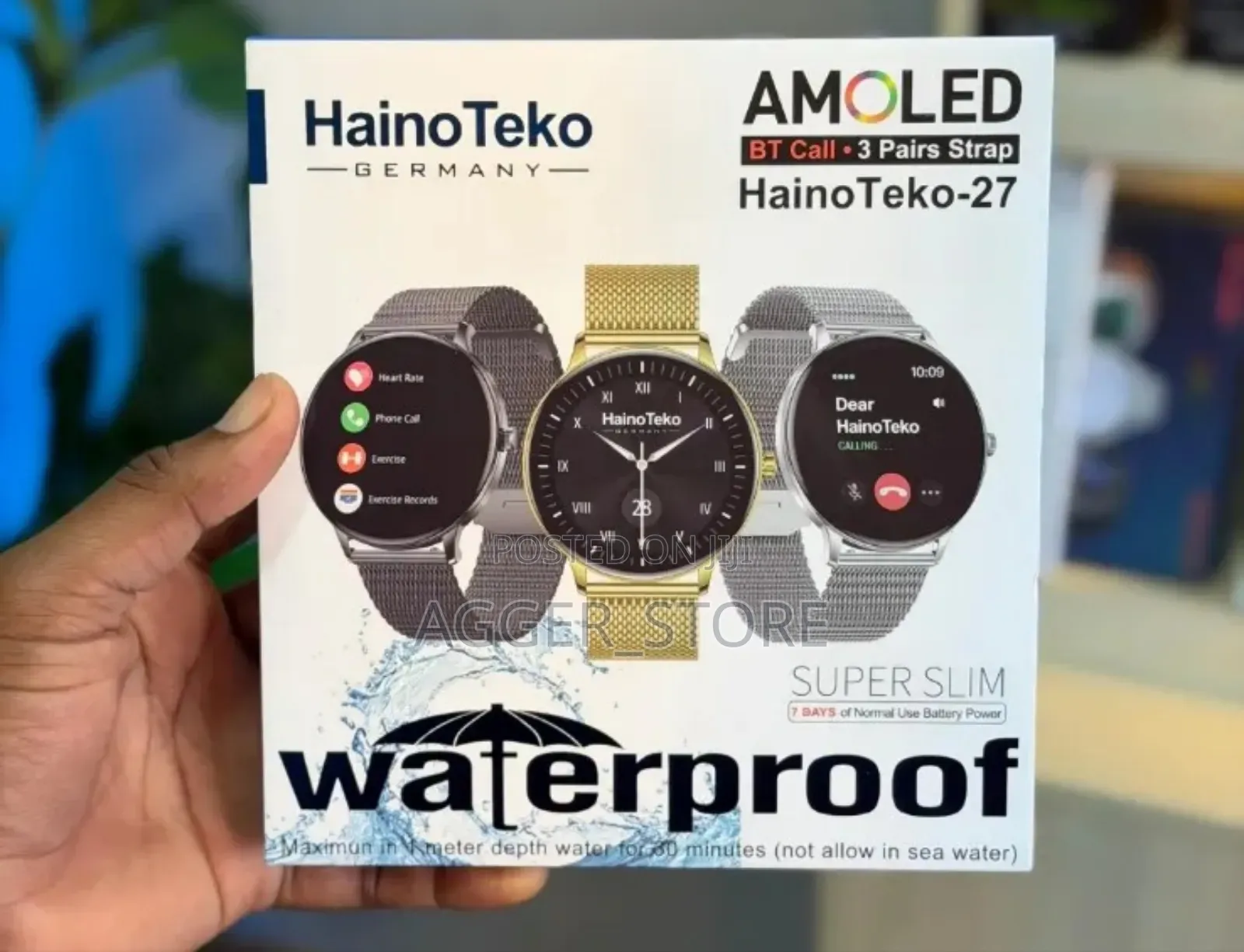 Hainoteko 27 Waterproof Smartwatch (Three Straps)