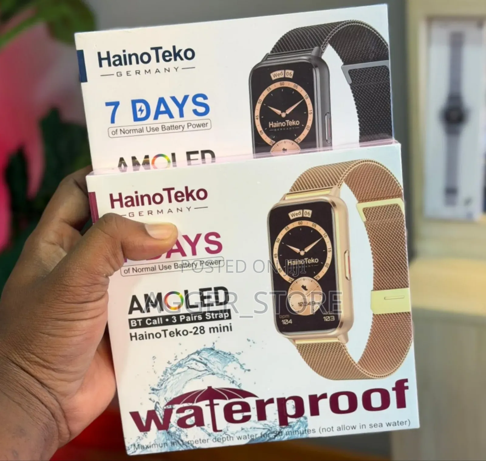 Hainoteko 28 Mini Waterproof Smartwatch Amoled (Three Straps)