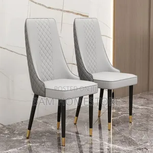 Luxury Modern White Dining Chair - Elegant Diamond Quilted Design