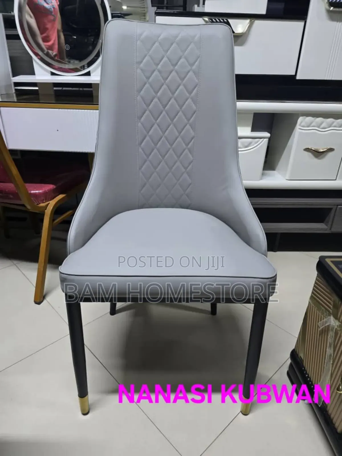 Luxury Modern White Dining Chair - Elegant Diamond Quilted Design
