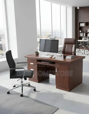 Standard Executive Office Desk - Modern Brown Workstation With Drawers