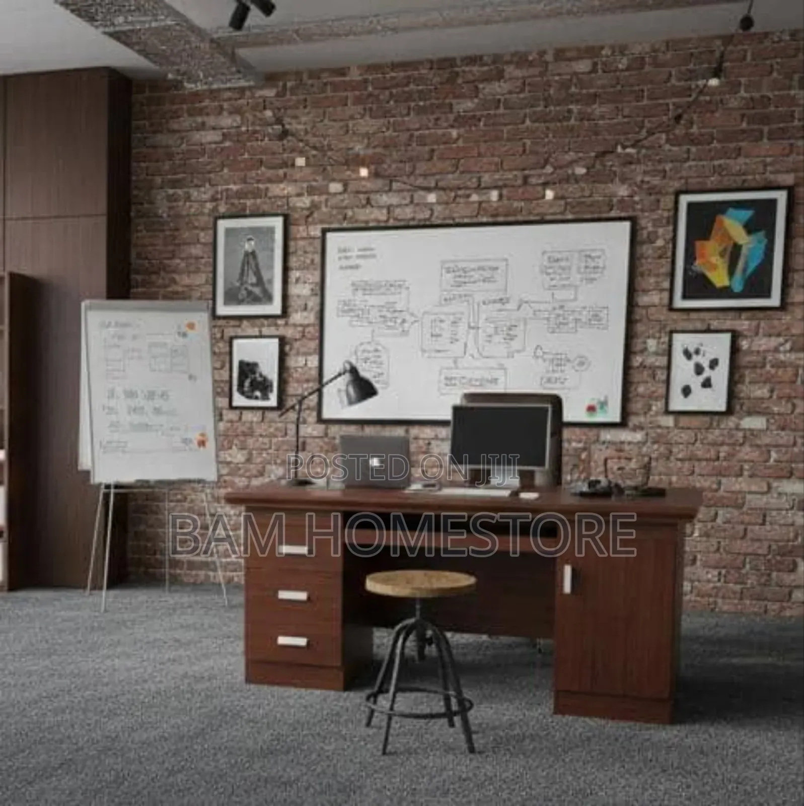 Standard Executive Office Desk - Modern Brown Workstation With Drawers