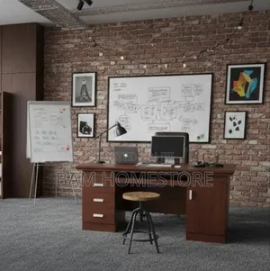 Standard Executive Office Desk - Modern Brown Workstation With Drawers