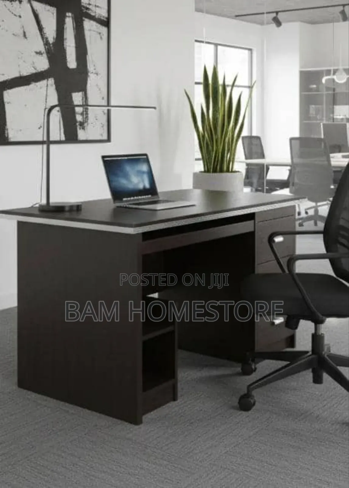 Executive Walnut Office Desk - Modern Workstation With 3 Drawers
