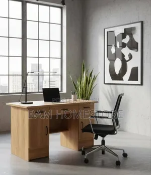 Modern Light Oak Office Desk Elegant Executive Workstation + Storage
