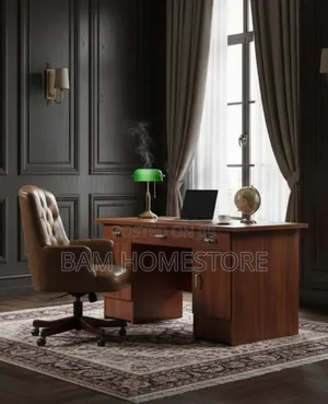 Executive Office Desk - Modern 3-Drawer Workstation With Cabinet