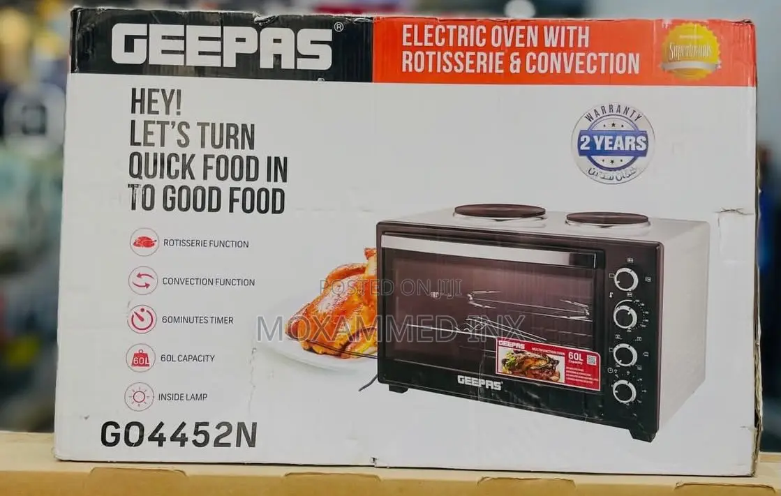 Geepas Electric Oven With Rotisserie Convection Model Go4452n