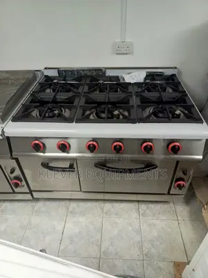 Commercial 6-Burner Gas Range With a Gas Oven