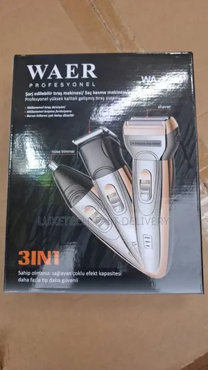 Waer Rechargeable 3-in-1 Hair Trimmer, Shaver, and Nose Trimmer Set